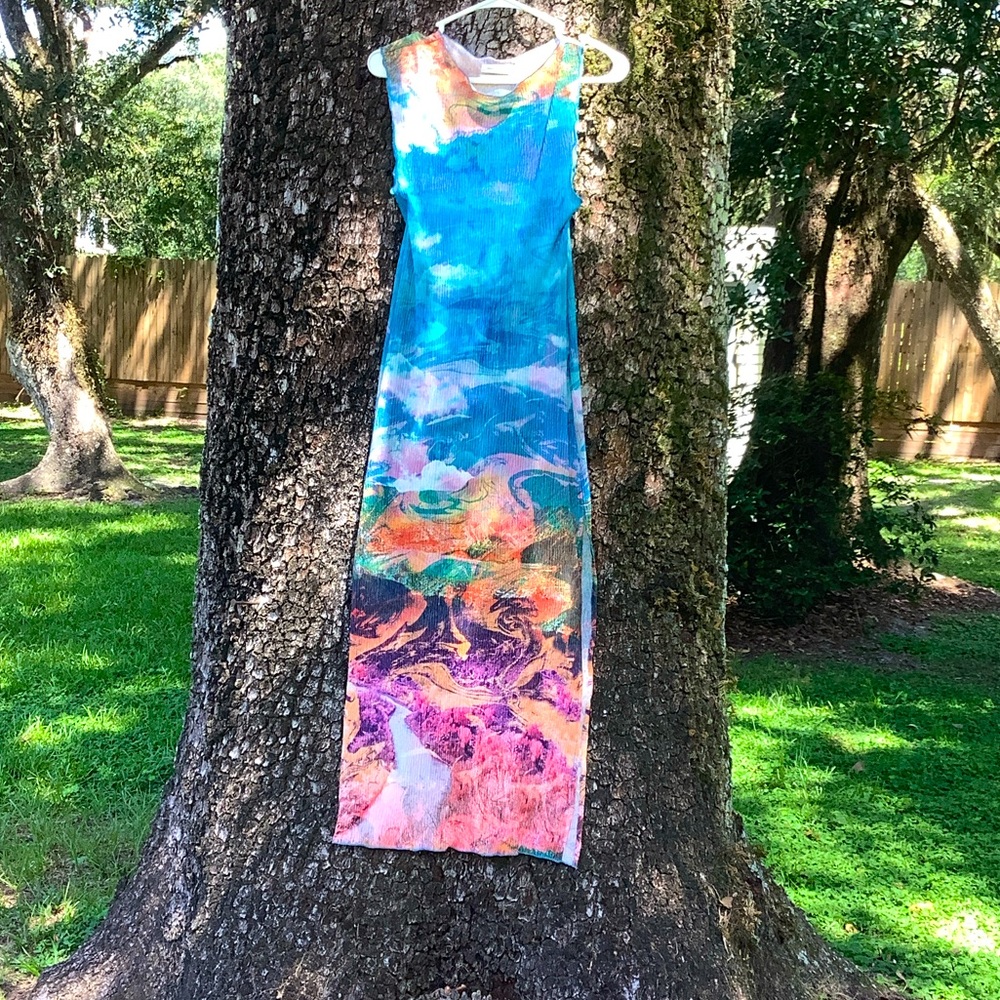 Urban Outfitters Mountain Scene Mesh Dress